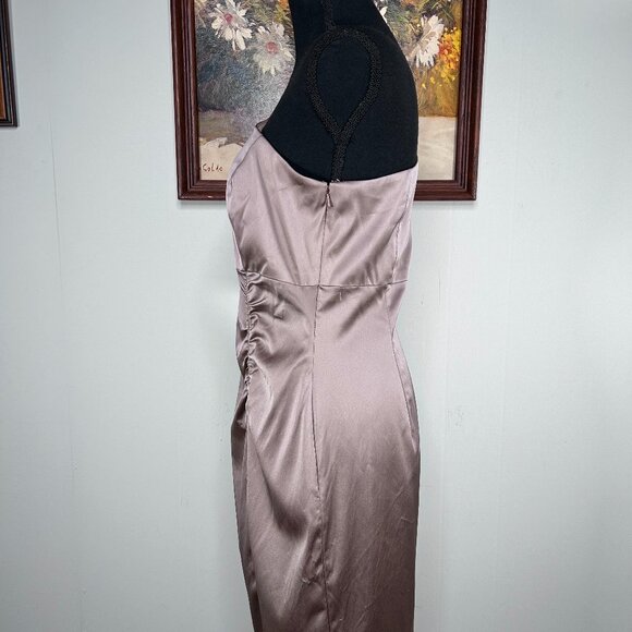 Donna Ricco A-Line Dress Women's 6 One Shoulder Party Cocktail Brown-ish Gray - Picture 3 of 13